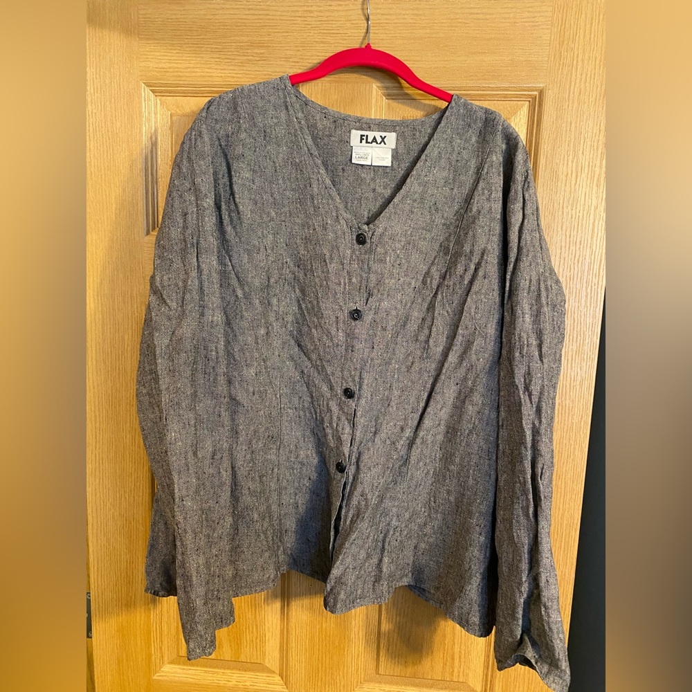 Flax Button Down Top, Size L